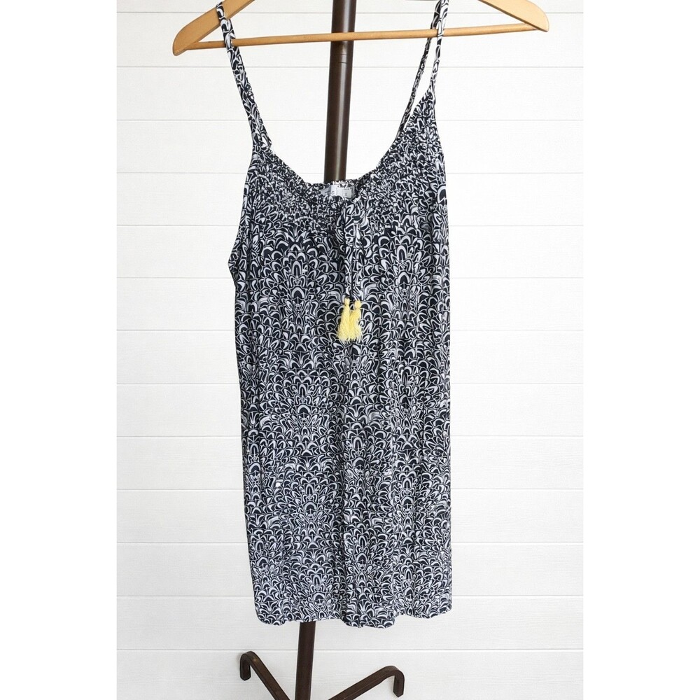 Tybee Island Spaghetti  Strap  Sleeveless Smocked Black White Sundress XL